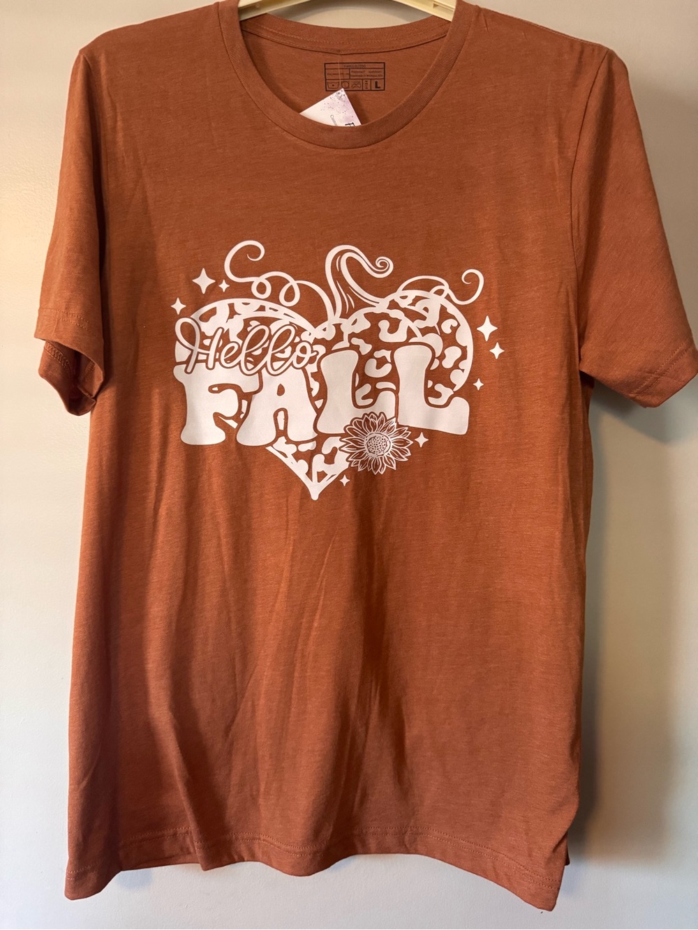 Gildan Rust Orange 'Hello Fall' Short Sleeve Graphic Tee